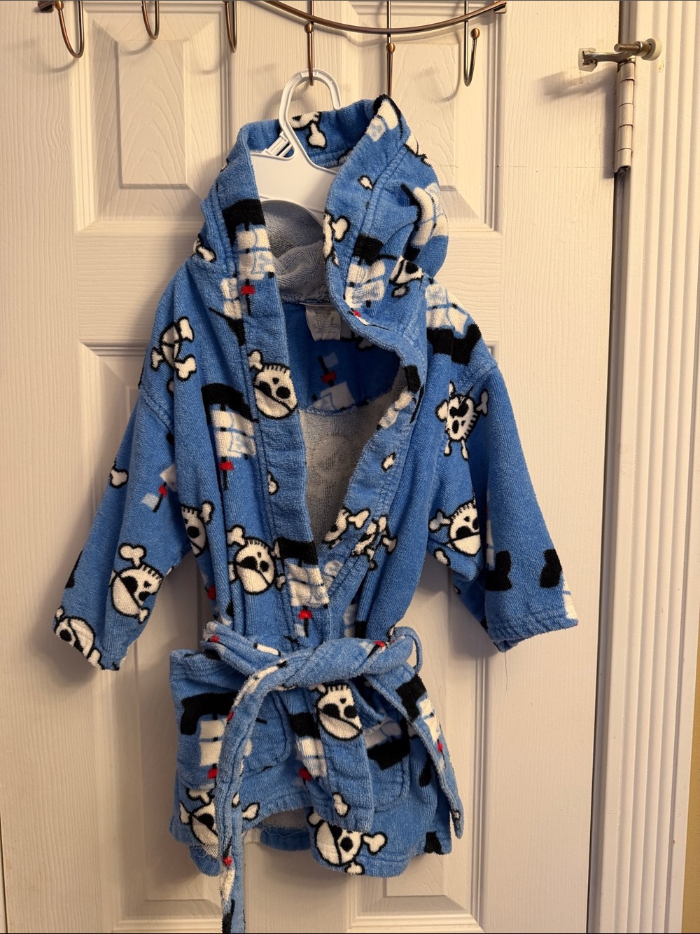 Kids Hooded Plush Pirate Robe - Blue small 5/6